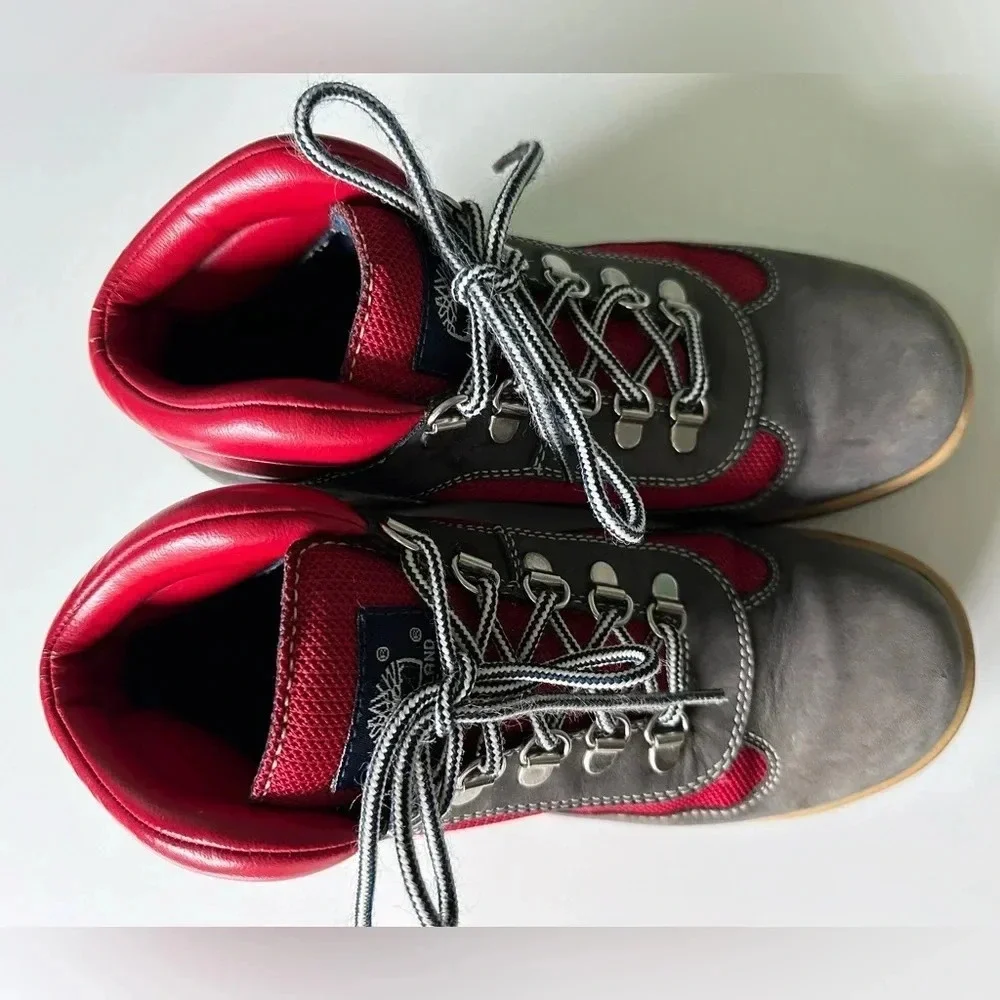 Timberland: Junior Field Boots. Grey and Red Colorway Size 5.5 Leather